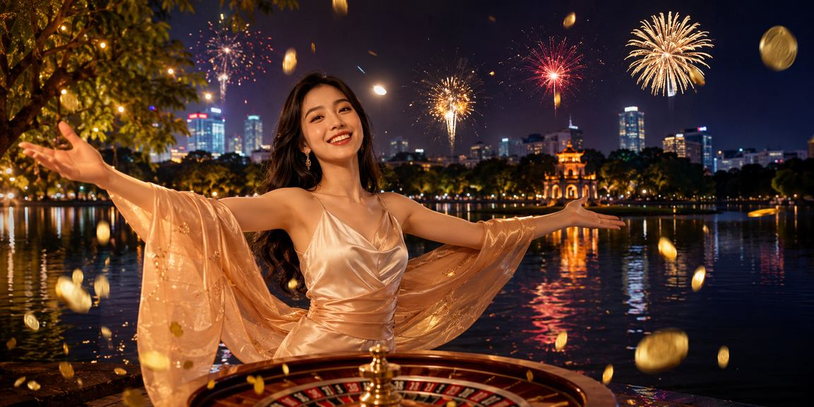 Không khí lễ hội tại Hà Nội với bàn roulette và người chơi trực tuyến hào hứng