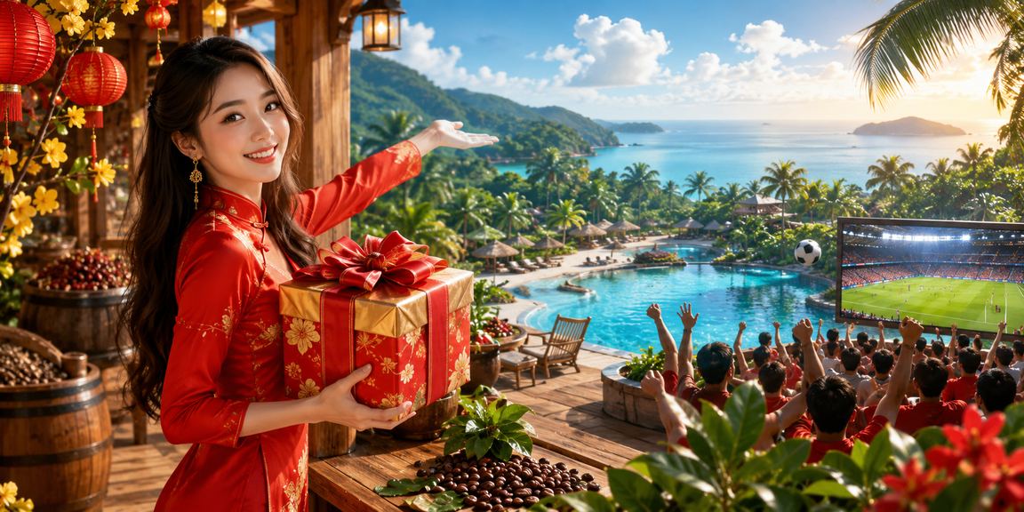 Khung cảnh bãi biển Phú Quốc buổi tối với người dùng tra cứu kèo thể thao trên điện thoại